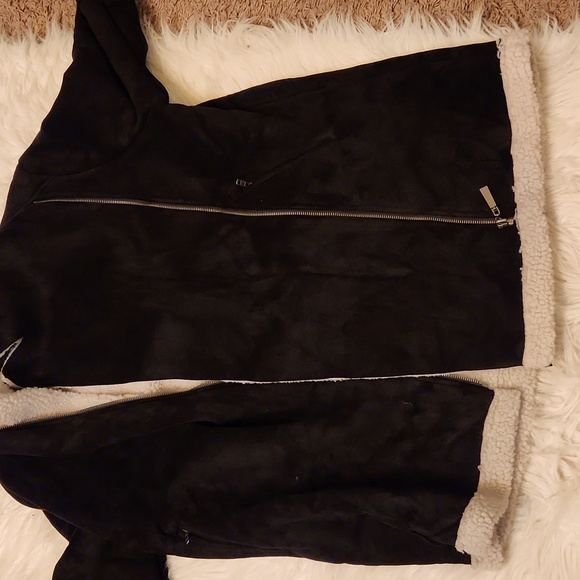 THE ROCKN REV WOMEN FAUX FUR FLEECE COAT OUTWEAR WARM LAPEL BIKER MOTOR AVIATOR - Picture 8 of 12